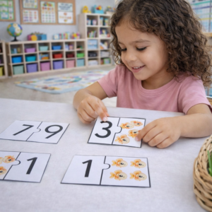 Quebra cabeça numerais com peixes