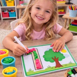 Tracejado de números e frutas