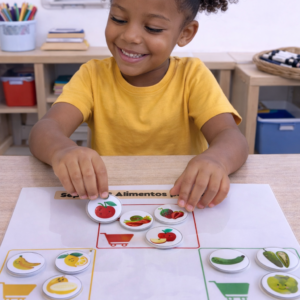 Separe os alimentos por cores