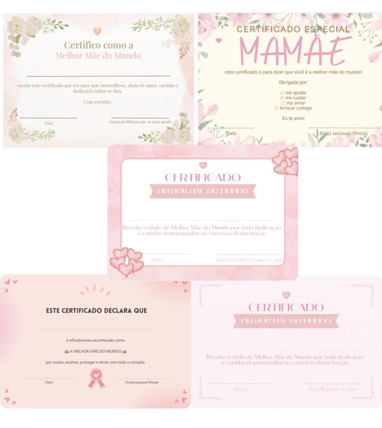 Certificado dia das mães