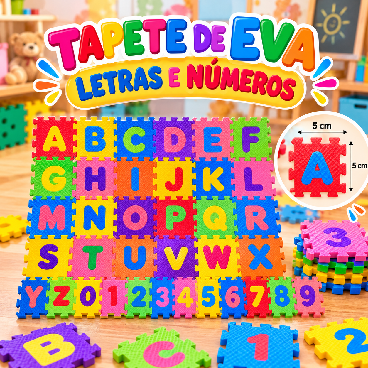 🧩 TAPETE DE EVA – LETRAS E NÚMEROS
