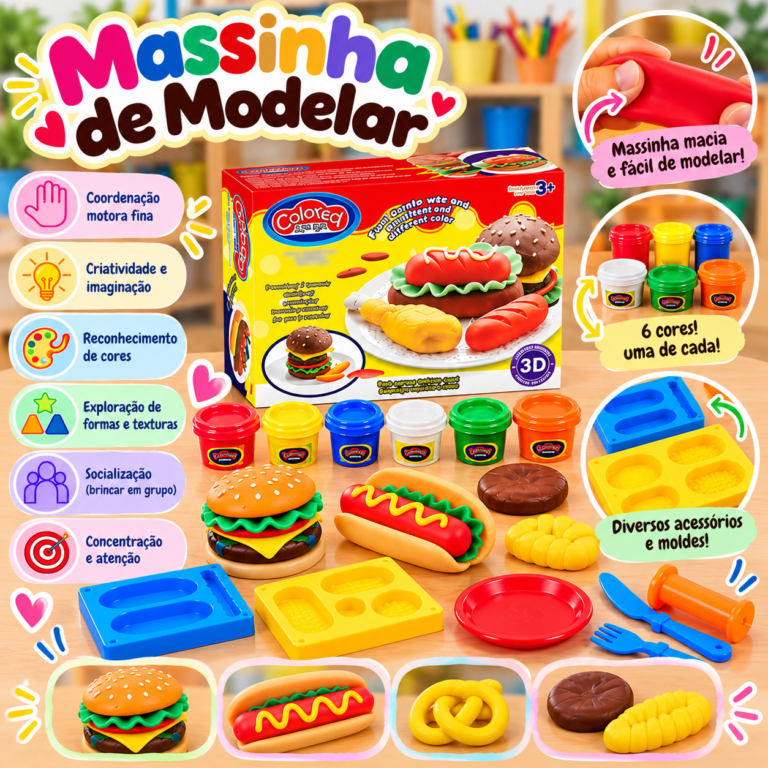 Massinha de Modelar – Kit com 6 Cores