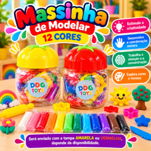 Massinha de Modelar – 12 Cores 🌈🎨