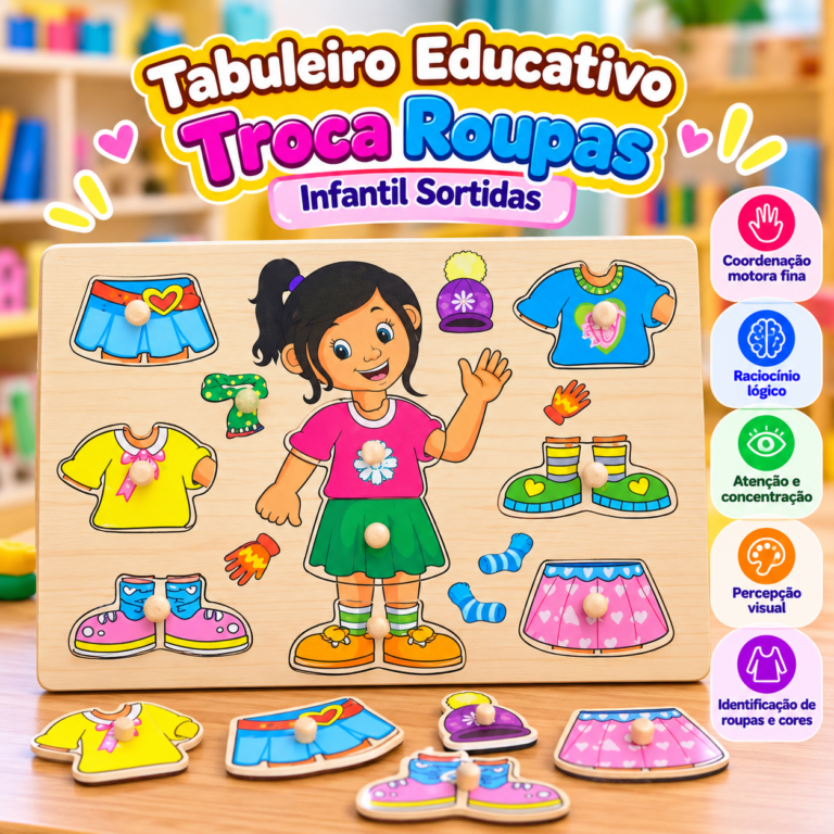 Tabuleiro Educativo Troca-Roupas MENINA 👗🧩