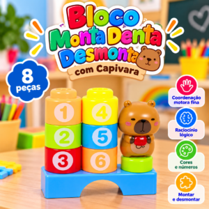 Bloco Monta Desmonta com Capivara 🦫🧩