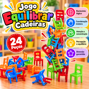 Jogo Equilibrar Cadeiras – 24 Peças 🪑🌈