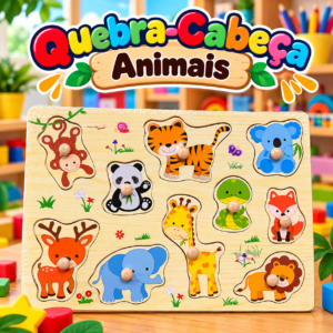 Quebra-Cabeça Animais- encaixe 1 🐯🦁🦒