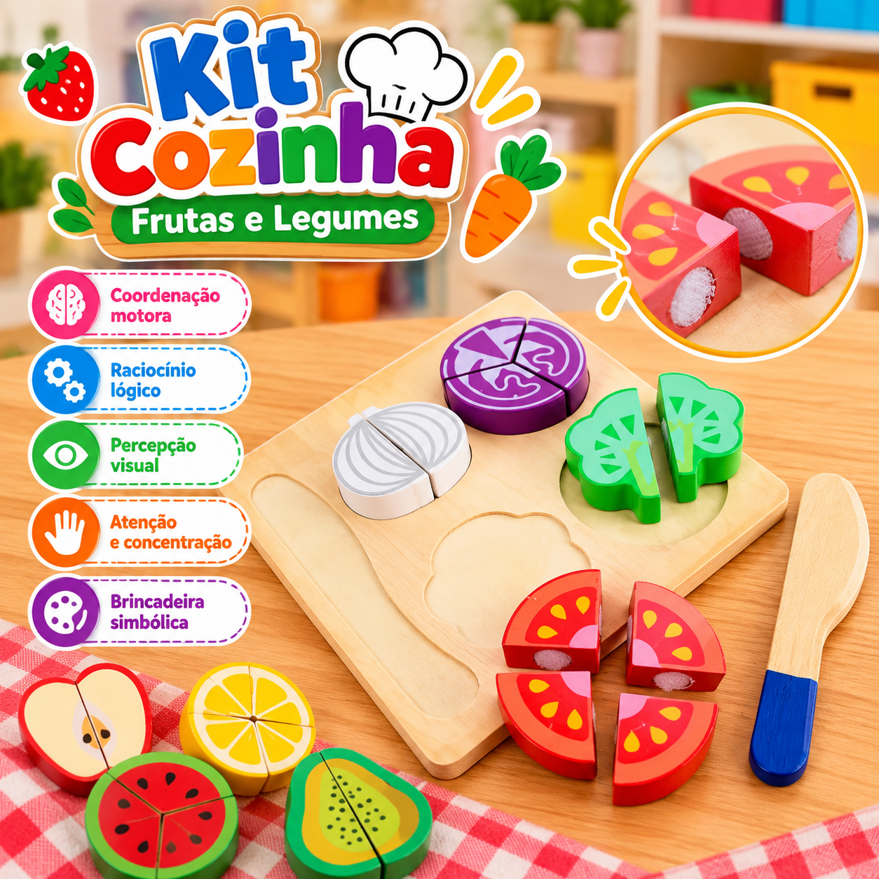 Kit Cozinha – Frutas e Legumes 🍎🍉🍐