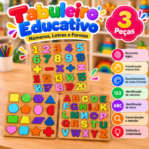 🔢🔤 Tabuleiro Educativo – Números, Letras e Formas