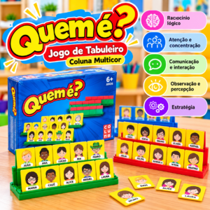 Jogo de Tabuleiro Quem É? – Coluna Multicor 🧩👀