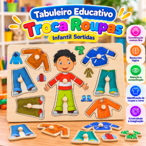 Tabuleiro Educativo Troca-Roupas MENINO 👕👖